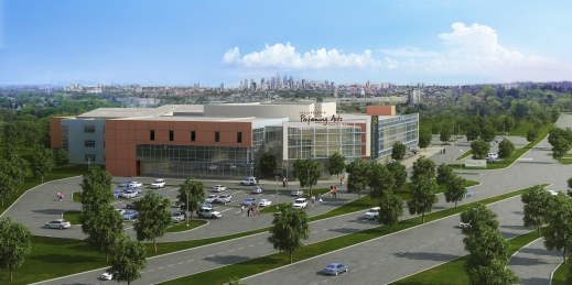 A view to the Philadelphia Skyline beyond the new Performing Arts High School